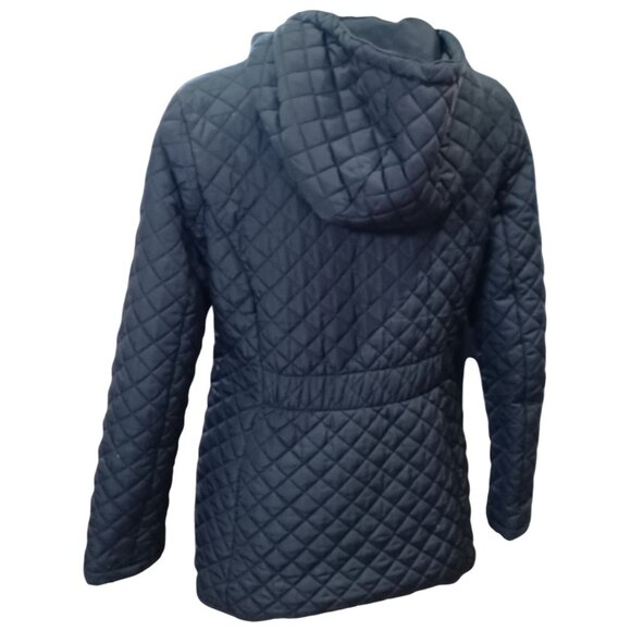Kenneth Cole Quilted Hooded Jacket Size Small Black Polyester Womens Outerwear - Picture 4 of 10